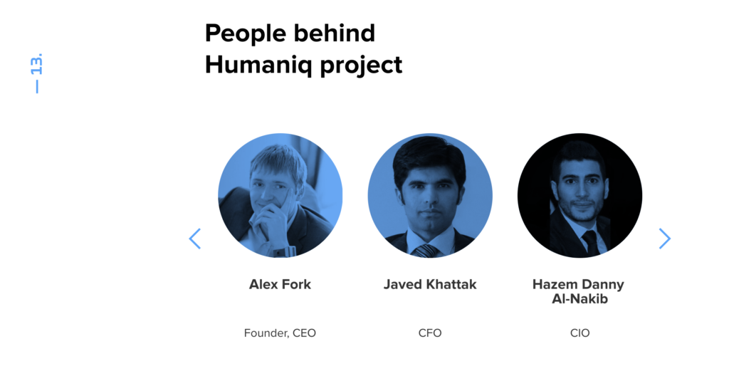 This image shows a screenshot that represents a team of peopl behind an ico