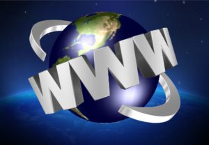 ad image showing a world with three W letters over it, symbolizing the internet