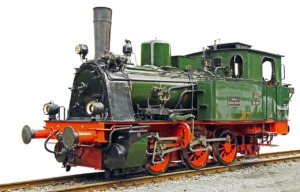 an image representing an old locomotive