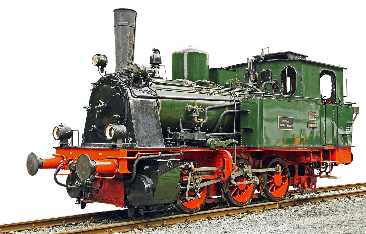 an image representing an old locomotive
